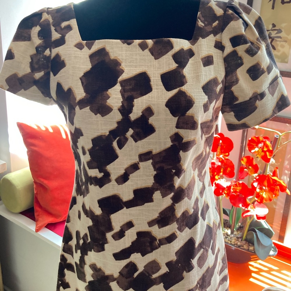 Talbots Abstract Linen Dress with Slip attached